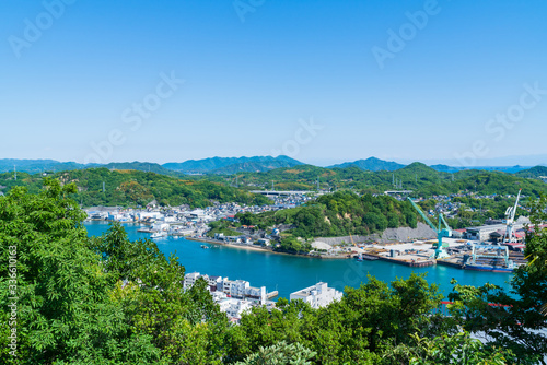 The scenery of Onomichi, Hiroshima Prefecture seen from the top of a clear mountain