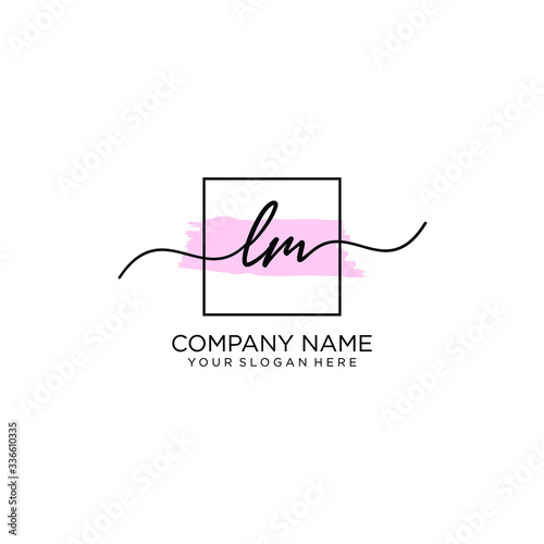 LM initial Handwriting logo vector templates