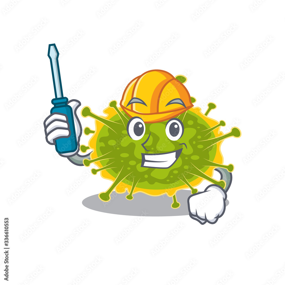 Naklejka premium cartoon character of insthoviricetes worked as an automotive