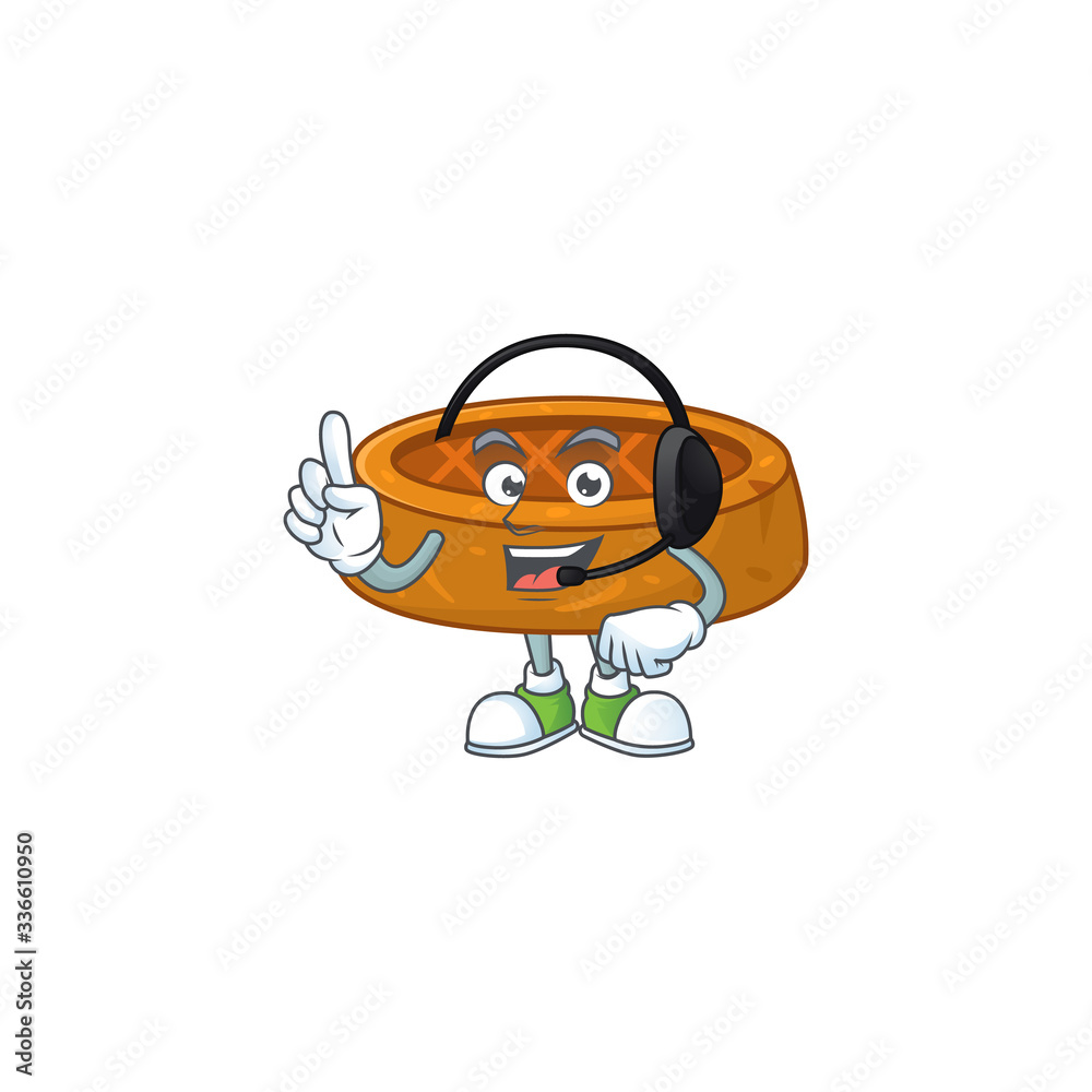 Peanut cookies cartoon character style speaking on headphone Peanut cookies cartoon character style speaking on headphone