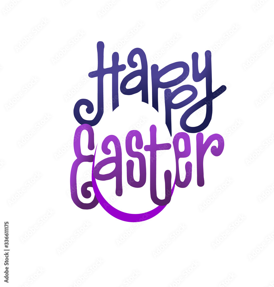 Happy Easter lettering typography concept. Hand drawn lettering text and eggs countour. Editable EPS vector