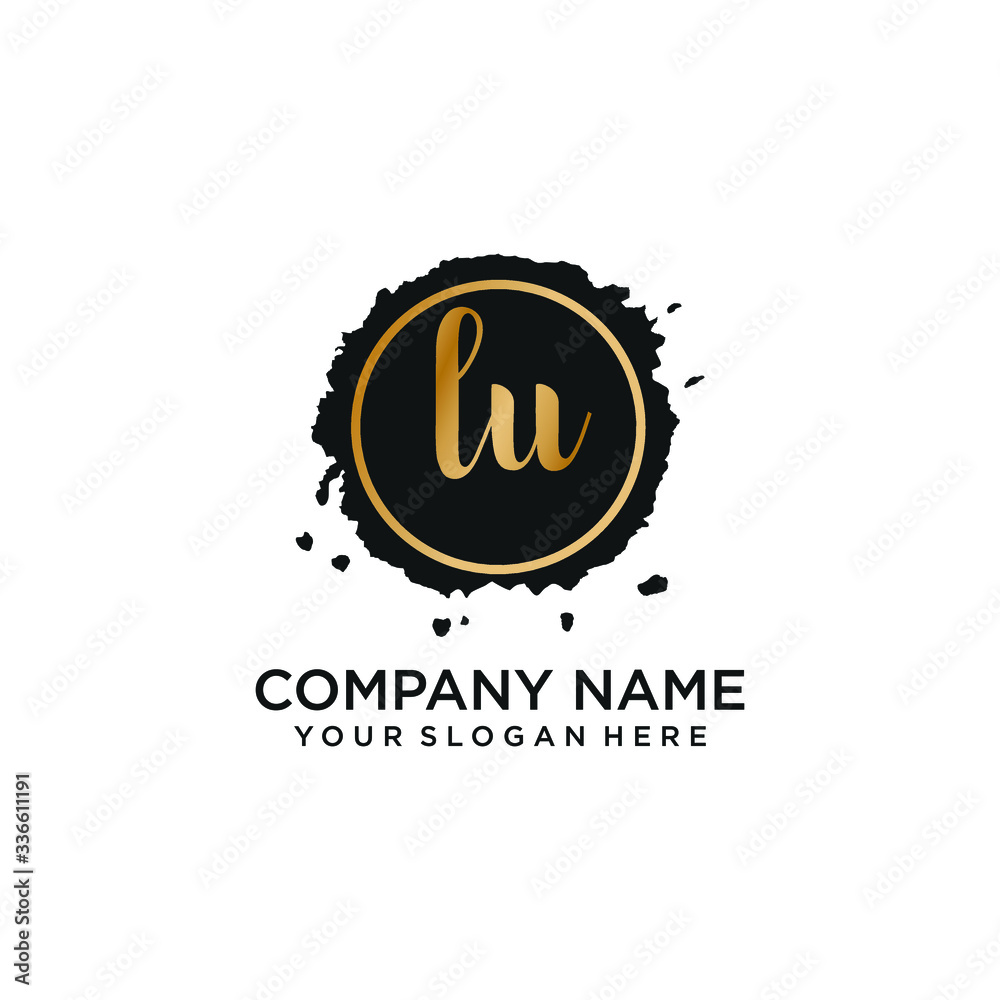 Naklejka premium LU initial Handwriting logo vector templates