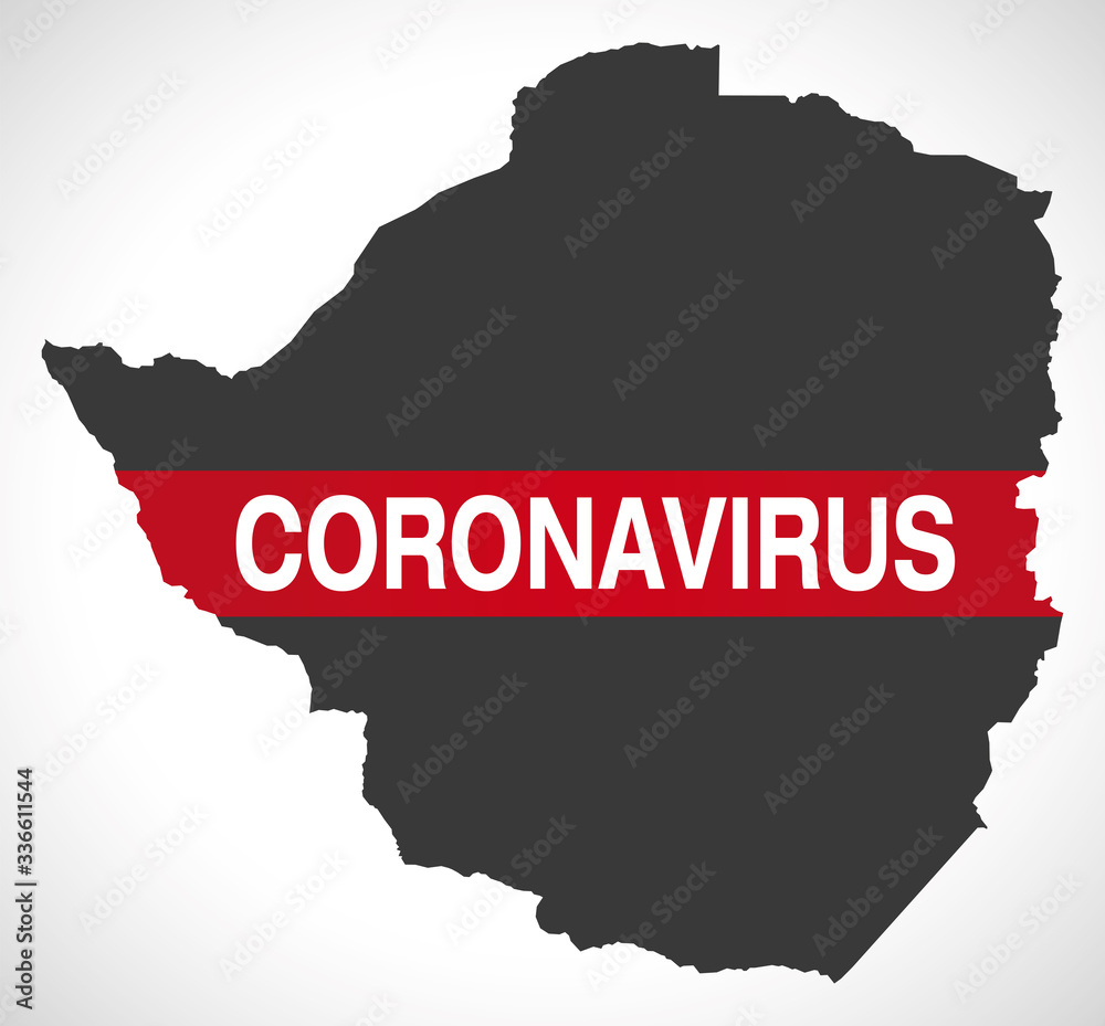 Fototapeta premium Zimbabwe map with Coronavirus warning illustration
