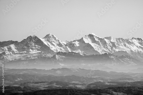 Panoramic view across Swiss Alps