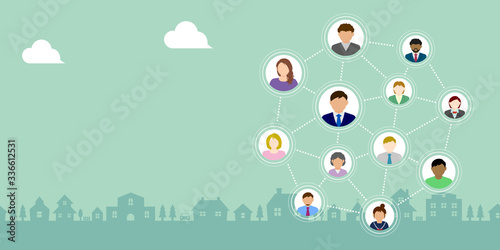 Social distancing ( Corona virus /covid-19 / flu / influenza ) vector banner illustration