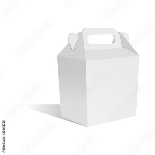 White cardboard carry boxes packaging for food isolated on white background.