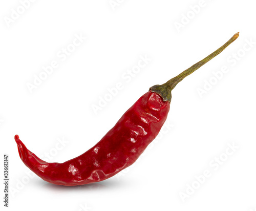 Dried red hot peppers isolated on white.
