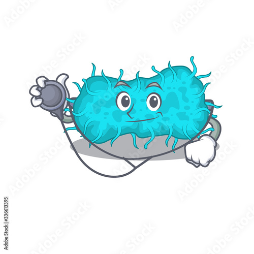 bacteria prokaryote in doctor cartoon character with tools