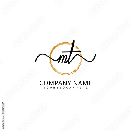 MT initial Handwriting logo vector templates