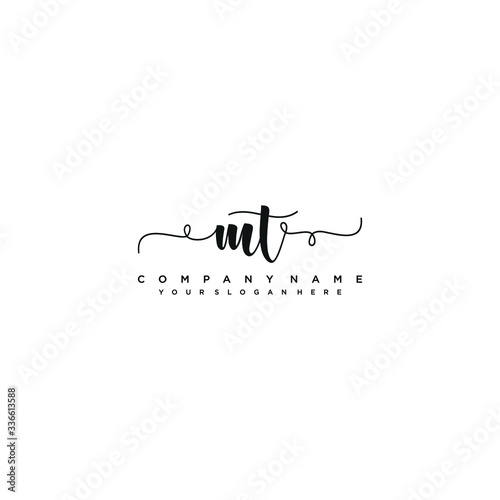 MT initial Handwriting logo vector templates