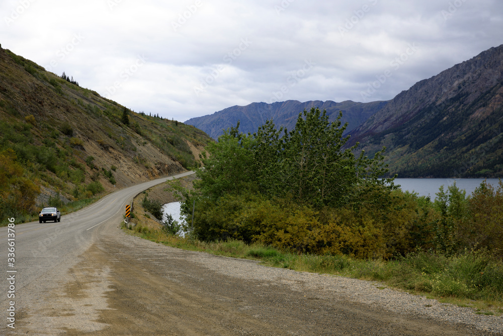 Yukon, Canada / USA - August 10, 2019: Yukon landscape view, Yukon, Canada, USA Yukon, Canada / USA - August 10, 2019: Yukon landscape view, Yukon, Canada, USA