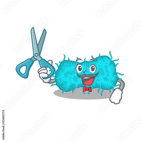 Sporty bacteria prokaryote cartoon character design with barber