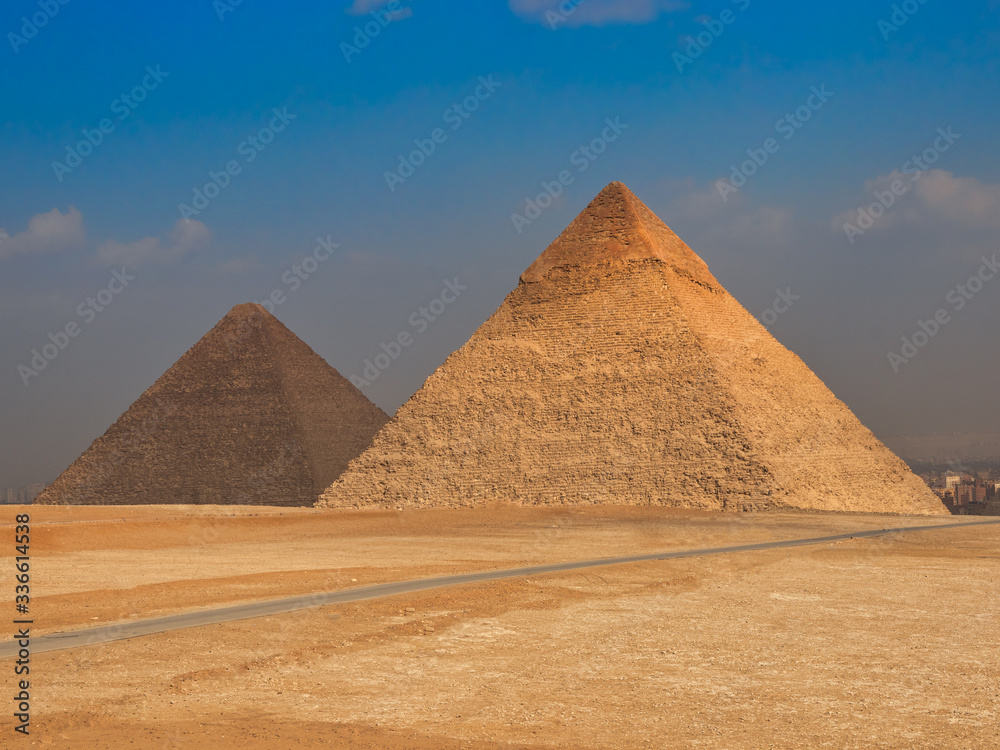 The famous pyramids at Giza in Egypt The famous pyramids at Giza in Egypt