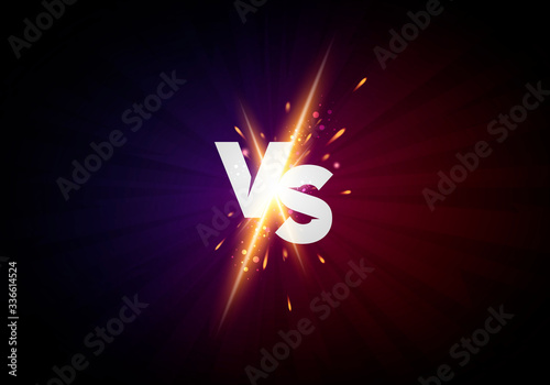Vector illustration versus screen design background. vs letters for sports and fight competition. Battle  concept promo banner.