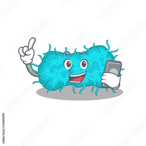 bacteria prokaryote cartoon character speaking on phone