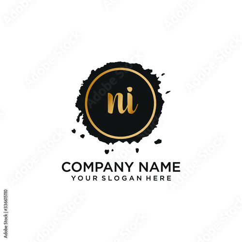 NI initial Handwriting logo vector templates