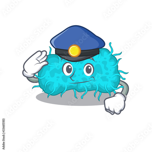 Police officer mascot design of bacteria prokaryote wearing a hat