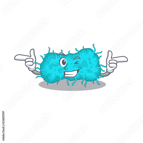 Cartoon design concept of bacteria prokaryote with funny wink eye