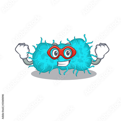 A cartoon character of bacteria prokaryote performed as a Super hero