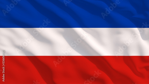 Schleswig - Holstein State Flag on Waving Texture (ID: 336616782)