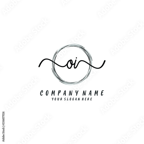 OI initial Handwriting logo vector templates