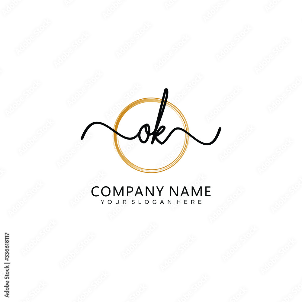 Obraz premium OK initial Handwriting logo vector templates