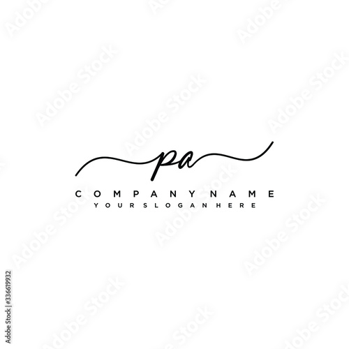 PA initial Handwriting logo vector templates