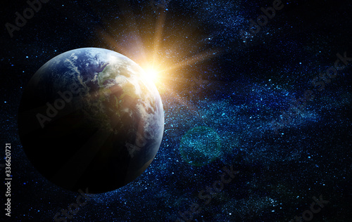 Fototapeta Naklejka Na Ścianę i Meble -  realistic planet earth in space