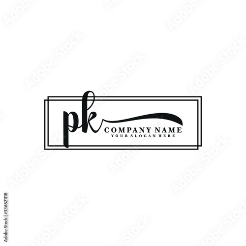 PK initial Handwriting logo vector templates
