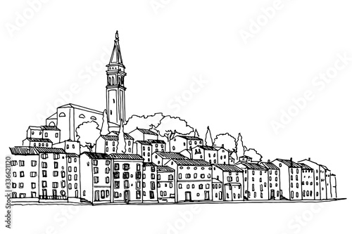Vector sketch of architecture of Rovinj, Croatia.