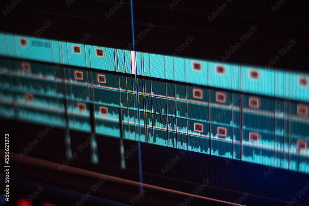 Fototapeta premium close up of a video editing timeline