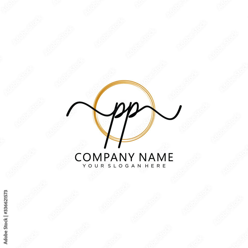 PP initial Handwriting logo vector template PP initial Handwriting logo vector template