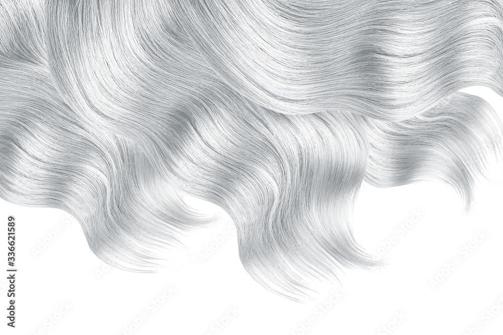Gray hair on white, isolated