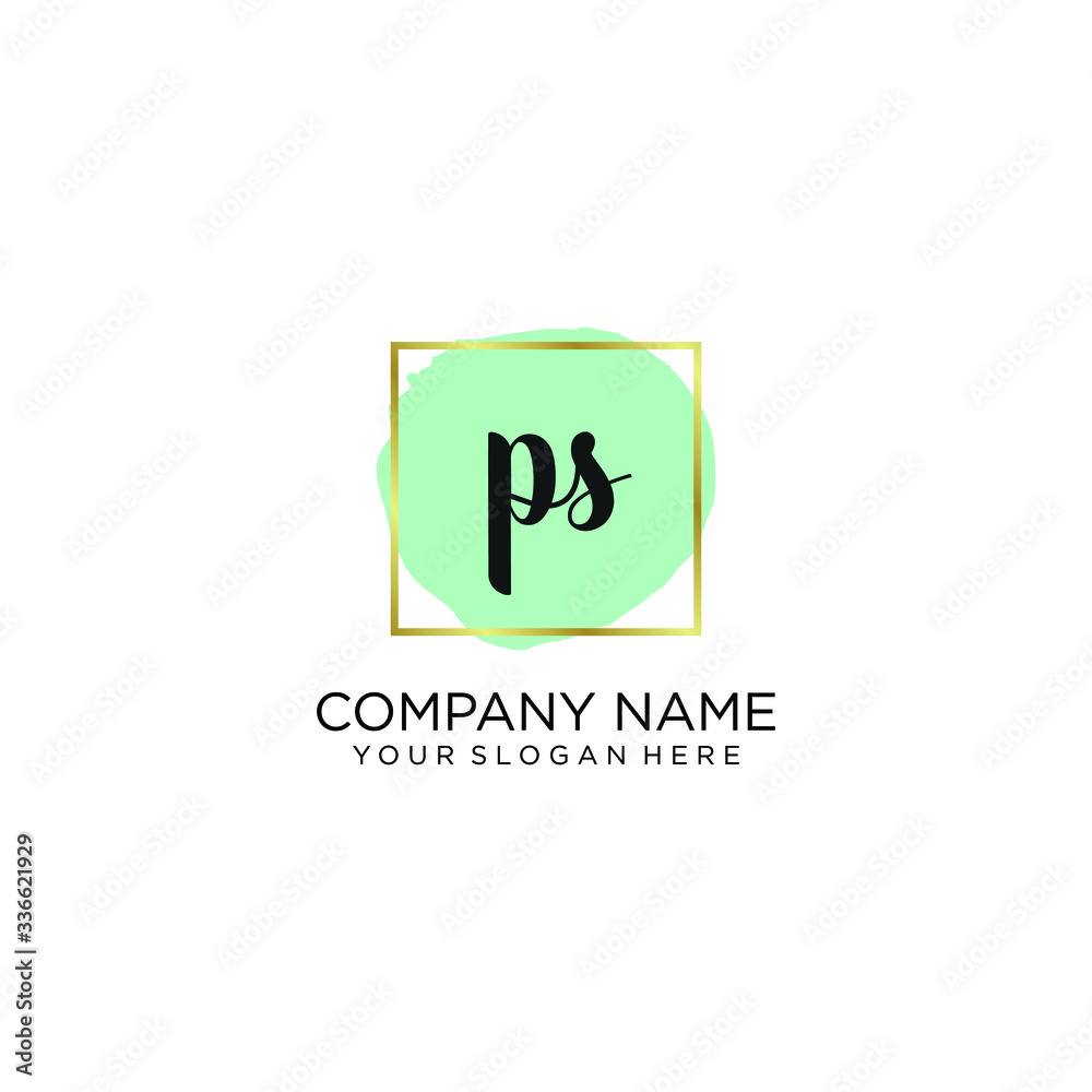 Obraz premium PS initial Handwriting logo vector template