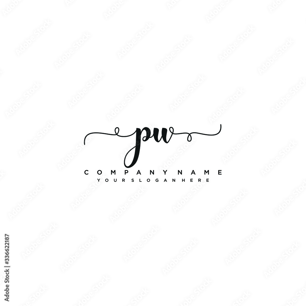 PU initial Handwriting logo vector template PU initial Handwriting logo vector template