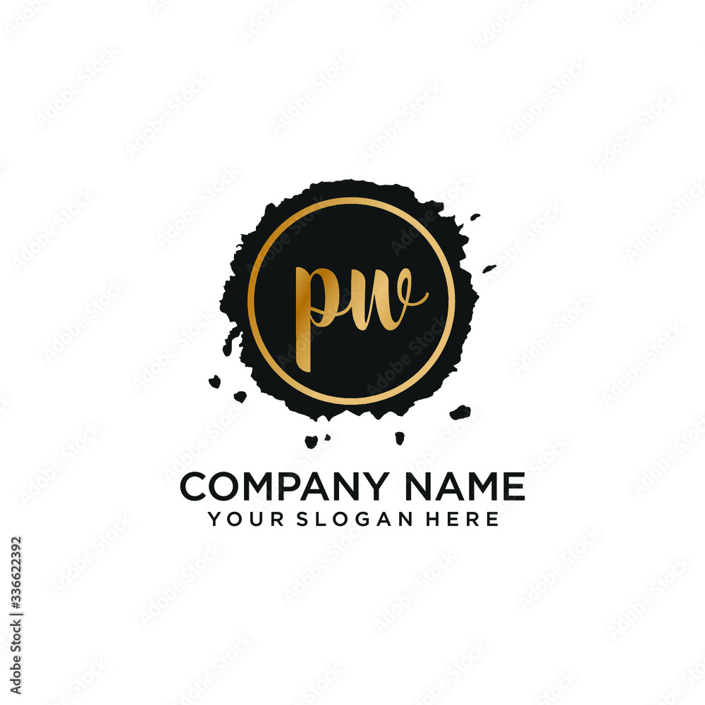 PW initial Handwriting logo vector template