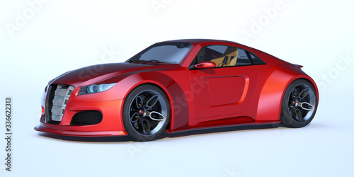 3D rendering of a brand-less generic concept car in studio environment