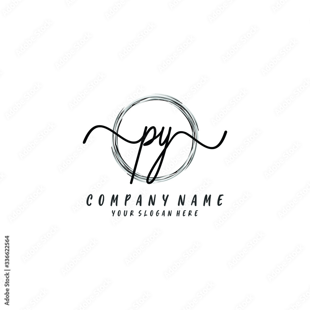 PY initial Handwriting logo vector template PY initial Handwriting logo vector template