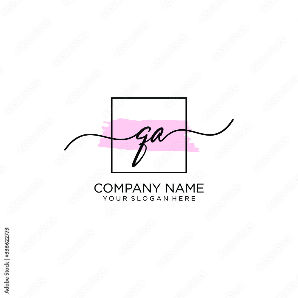 QA initial Handwriting logo vector template QA initial Handwriting logo vector template