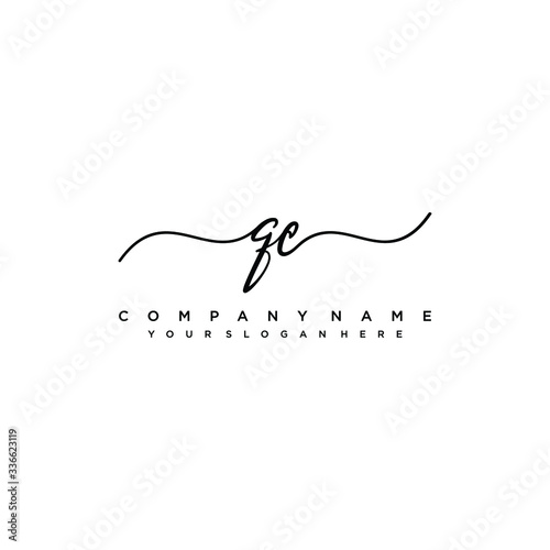 QC initial Handwriting logo vector template