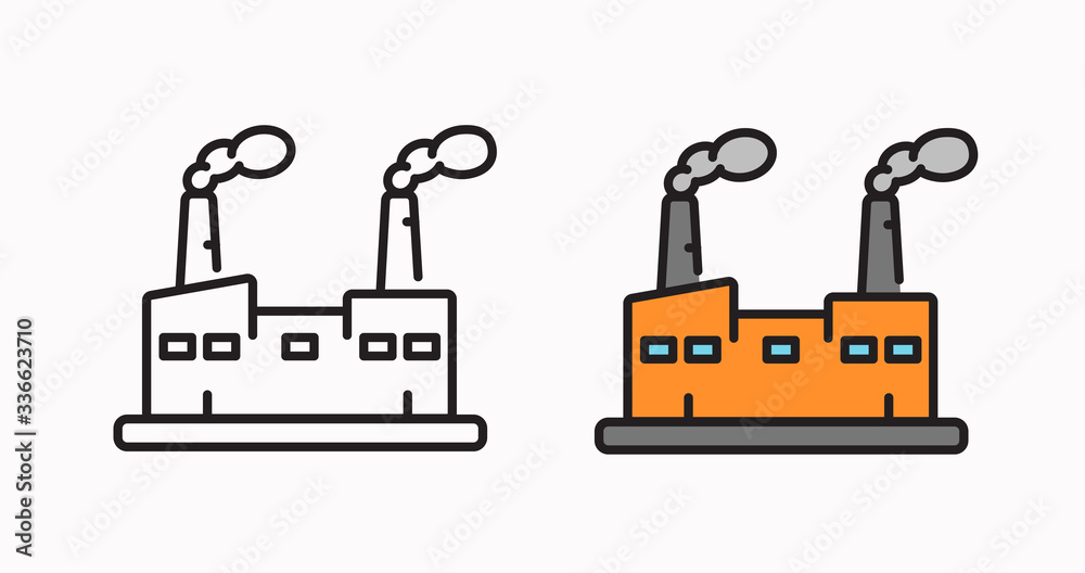Obraz premium Factory building icon. Processing industry. Linear illustration.