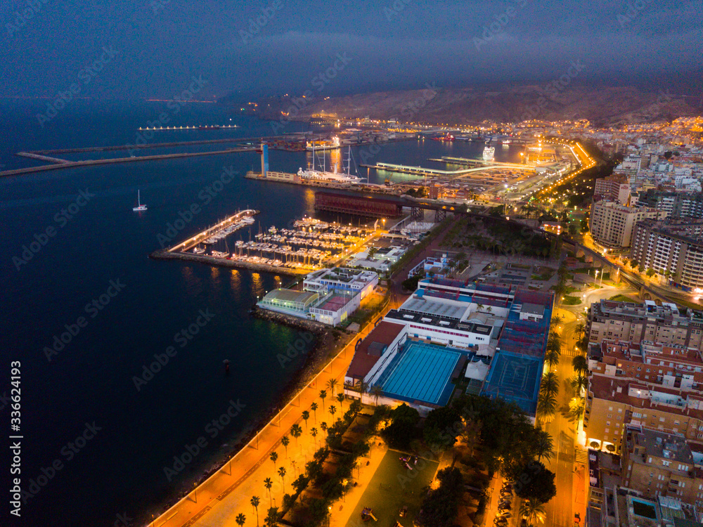 Fototapeta premium Almeria on cloudy evening