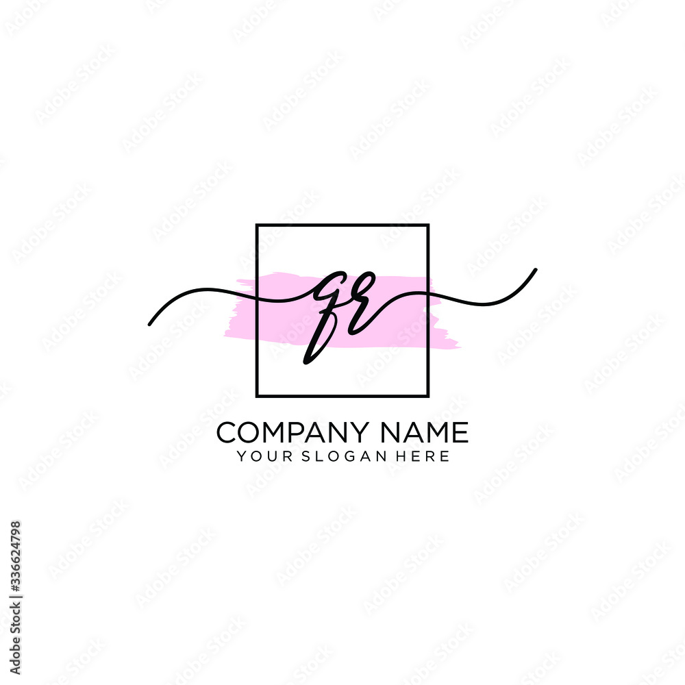 QR initial Handwriting logo vector template QR initial Handwriting logo vector template