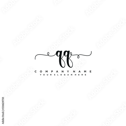 QQ initial Handwriting logo vector template