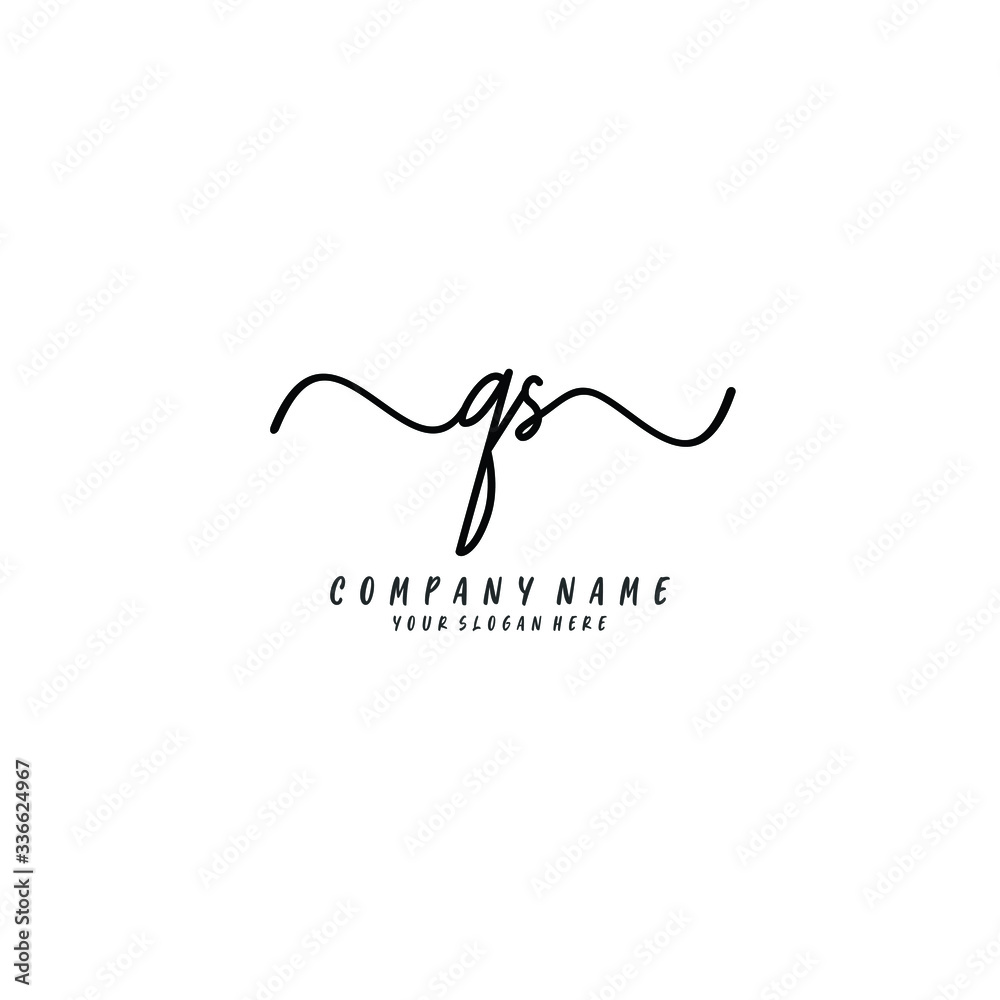 QS initial Handwriting logo vector template QS initial Handwriting logo vector template