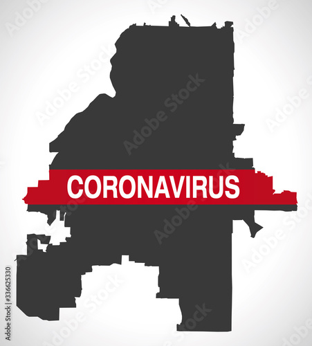 Atlanta Georgia city map with Coronavirus warning