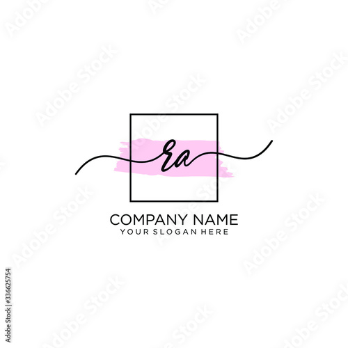 RA initial Handwriting logo vector template
