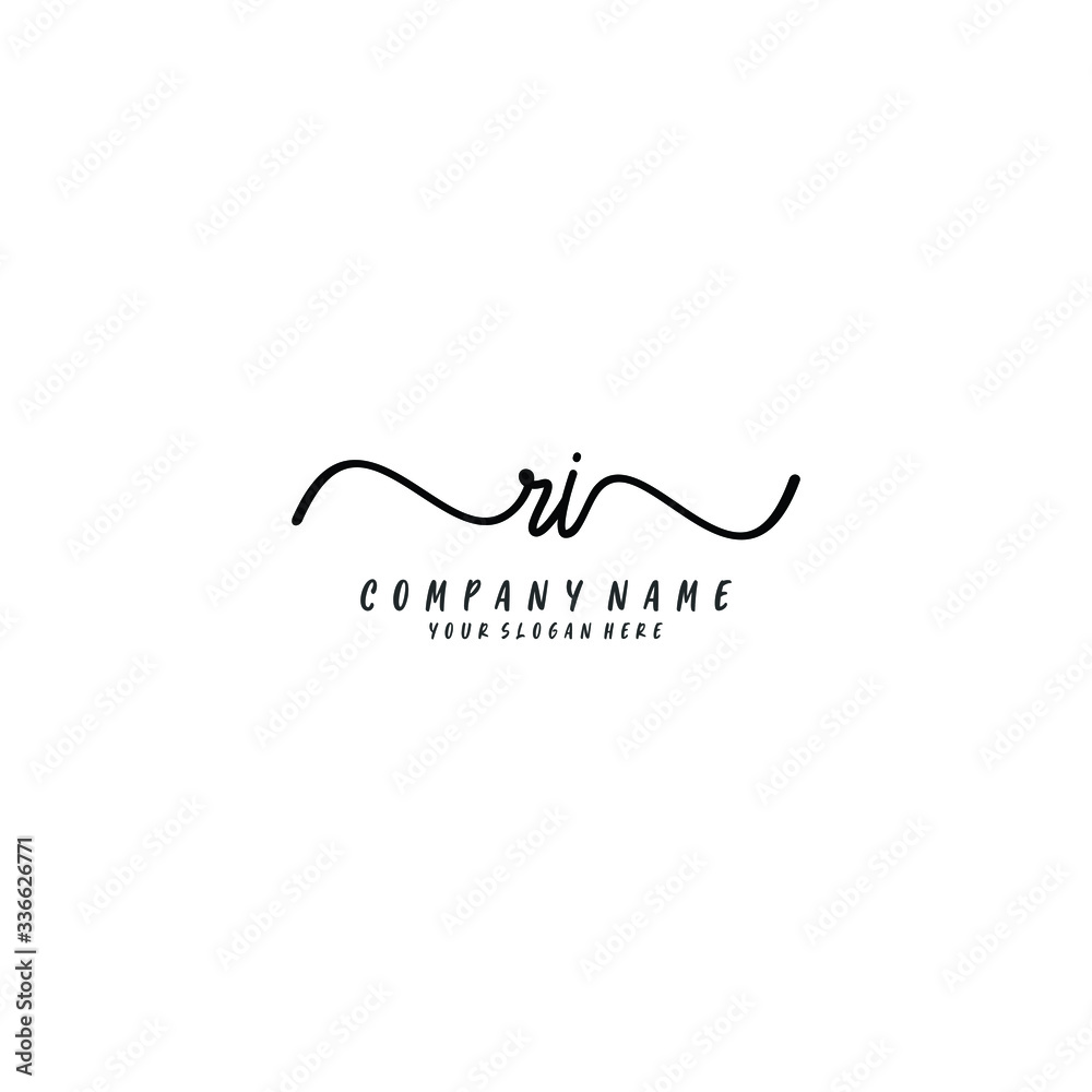 RI initial Handwriting logo vector template RI initial Handwriting logo vector template