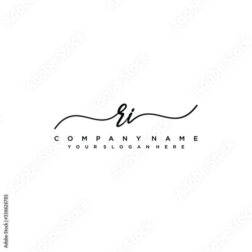 RI initial Handwriting logo vector template