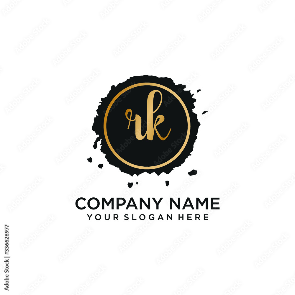 Naklejka premium RK initial Handwriting logo vector template